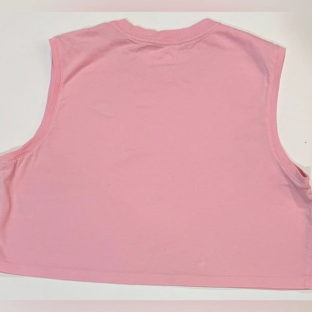 Nike Cropped Muscle Tank Pink Logo Tee Women's Large Cotton Athleisure
